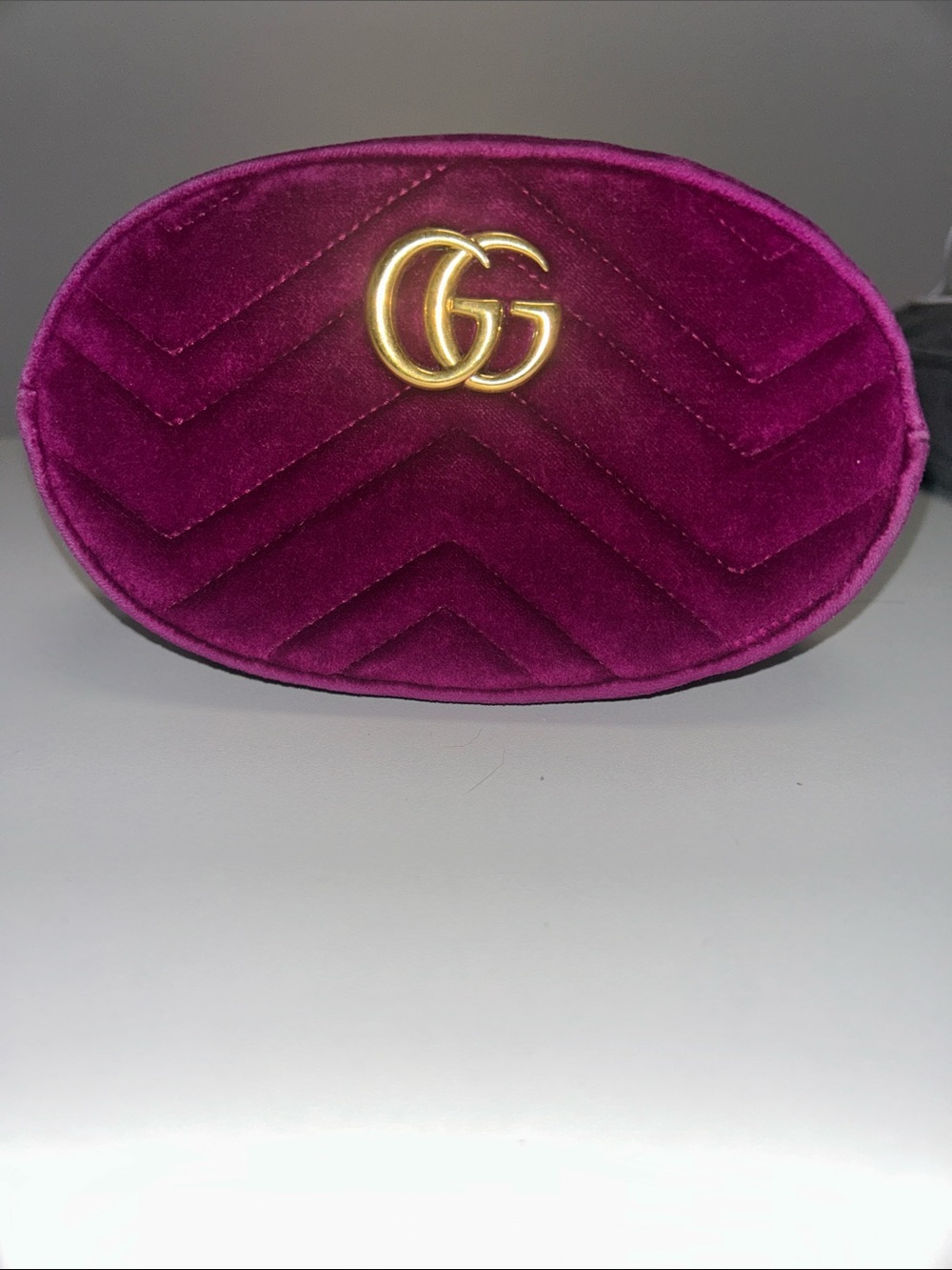 Gucci Velvet Crossbody Belt Bag in Plum with Gold Hardware